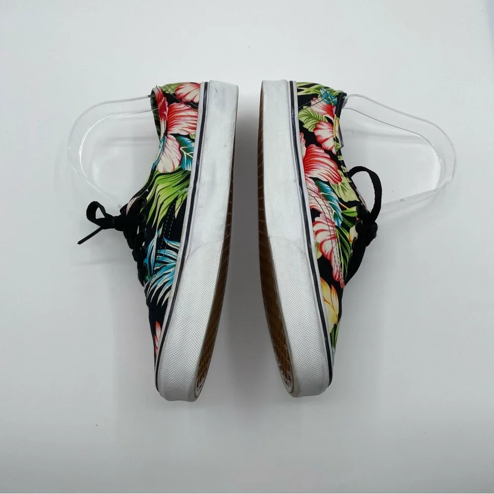 Vans Hawaiian Floral Print Sneakers Casual Black Pink Size 8 women and 6.5 men